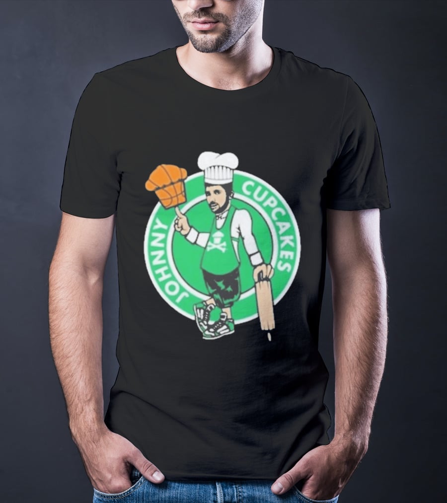 Johnny Cupcakes Chef Basketball Player With Rolling Pin And Basketball Cupcake T-Shirt