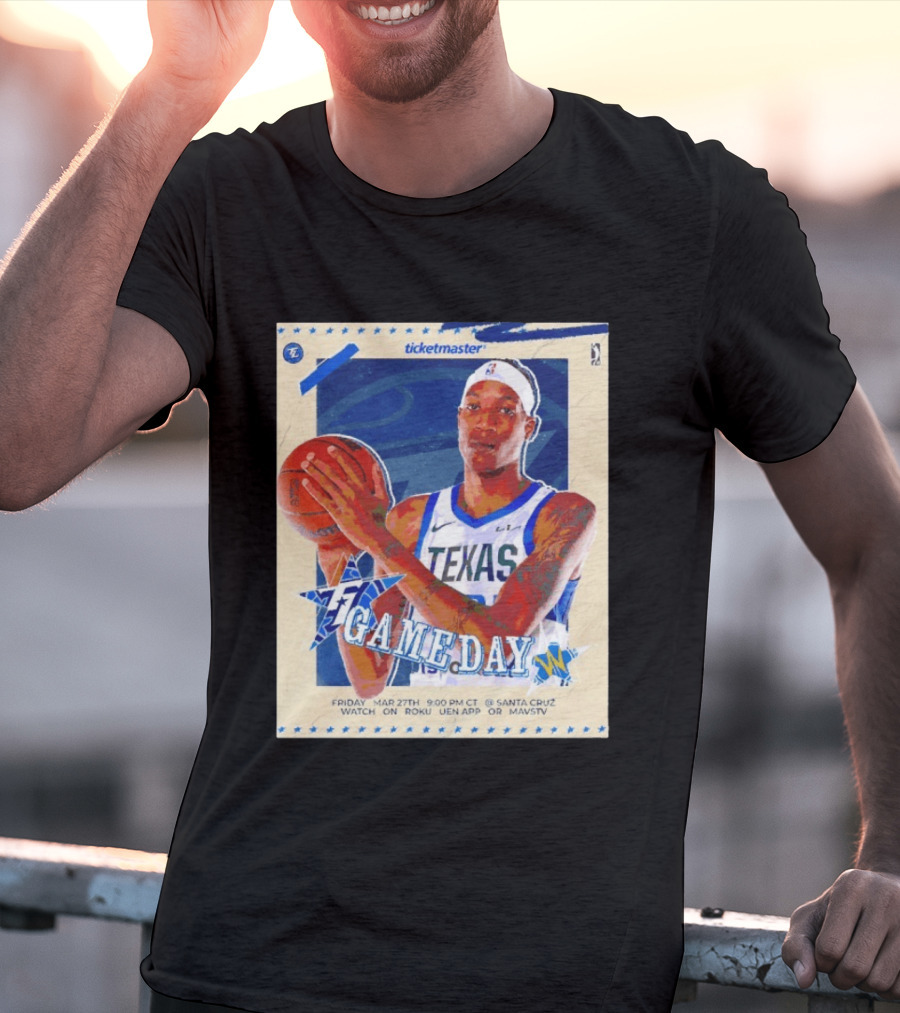 Jamarion Sharp Texas Legends Game Day March 27 Santa Cruz NBA Roku UEN APP MAVSTV T-Shirt