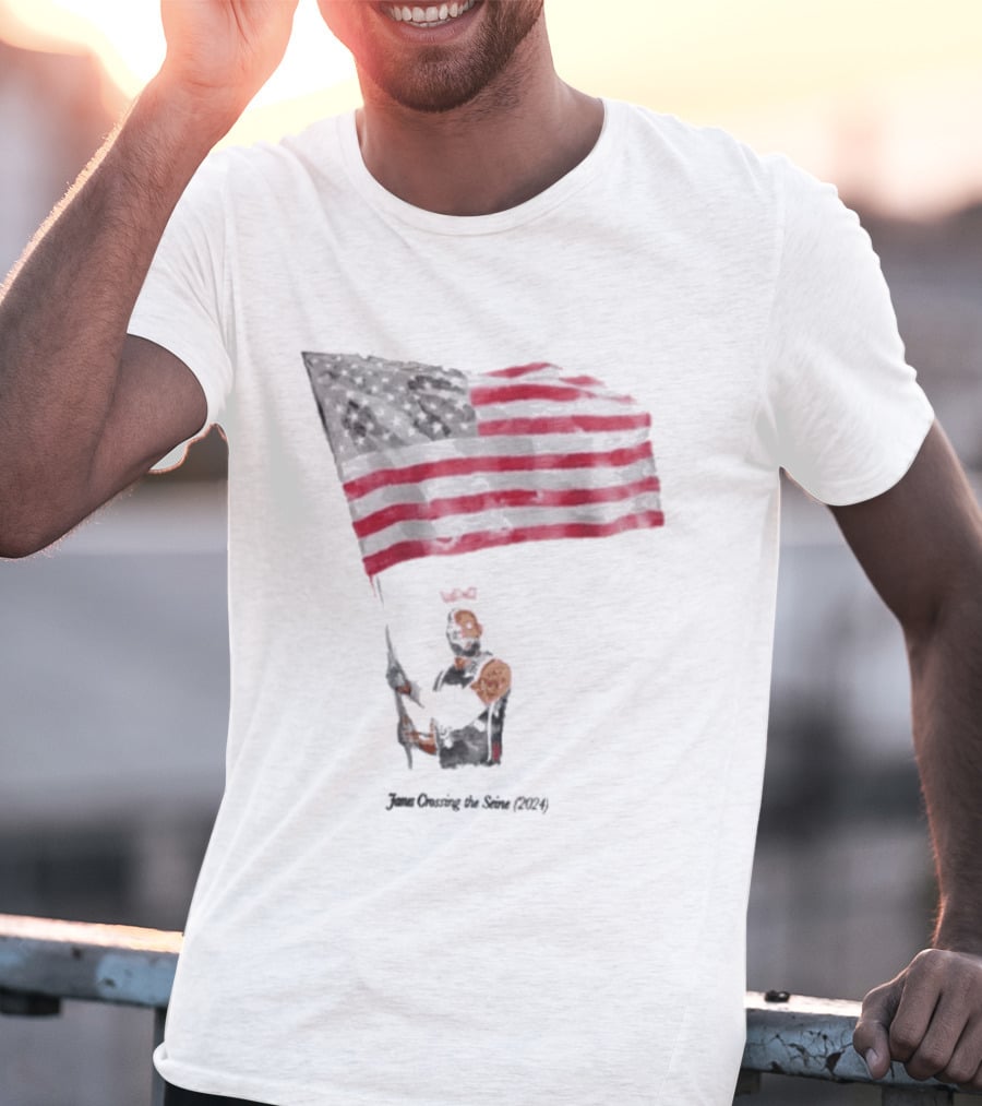 James Crossing The Seine 2024 American Flag T-Shirt