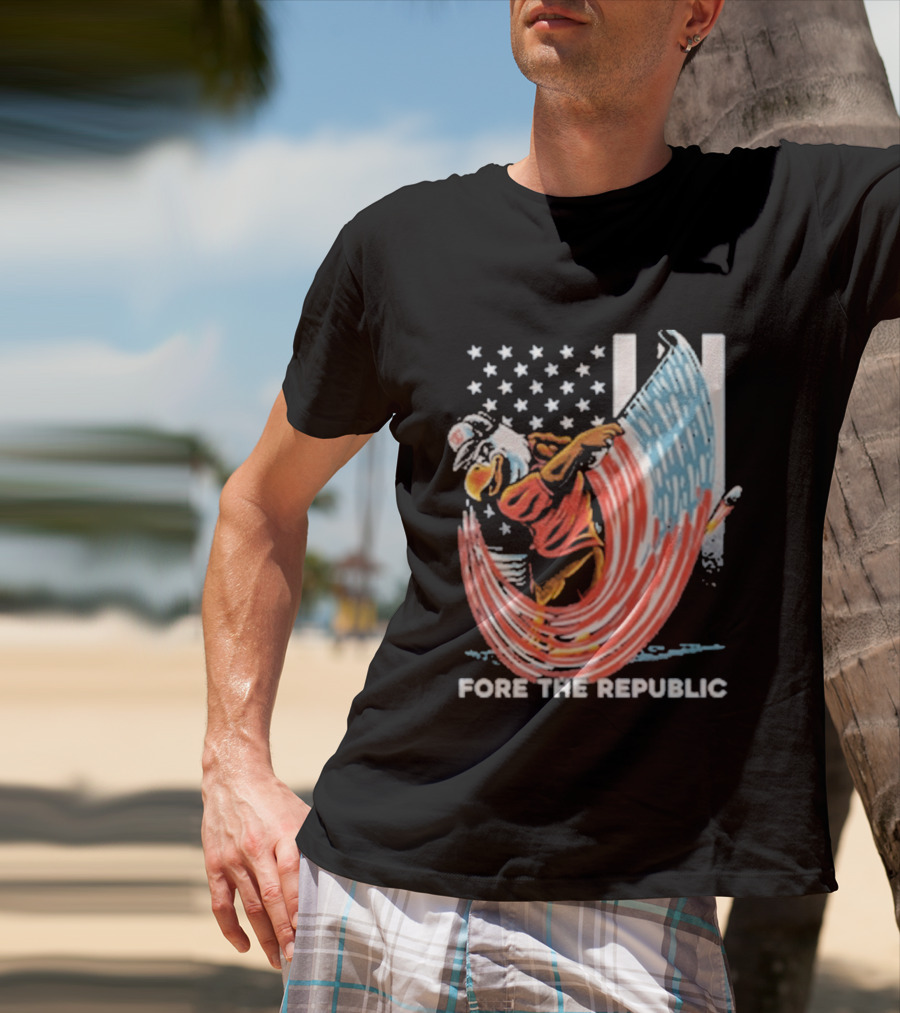 Old Row Golf American Flag Swing Fore The Republic T-Shirt
