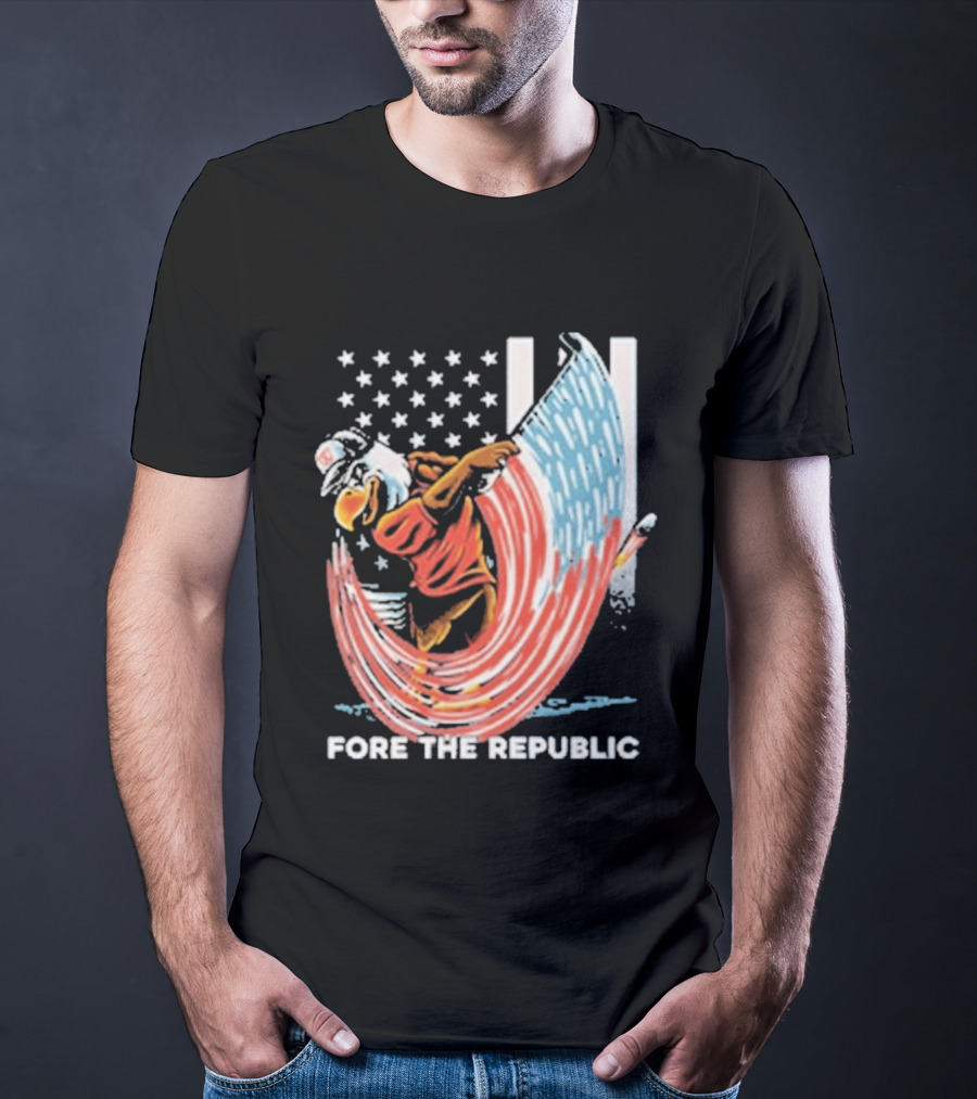 Old Row Golf American Flag Swing Fore The Republic T-Shirt