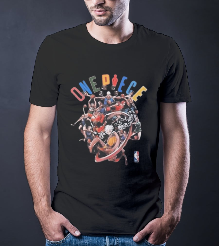 NBA One Piece Crossover 2026 Anime Sports Characters Collaboration T-Shirt