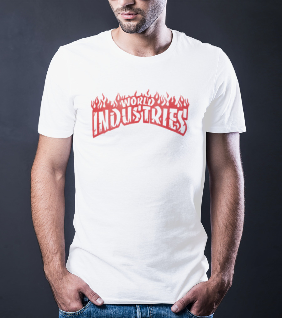 World Industries Flame Text Red T-Shirt