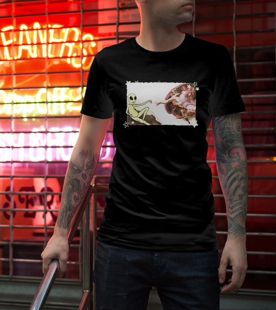 Big And Tall The Creation Of Aliens Extraterrestrial Renaissance Humor T-Shirt