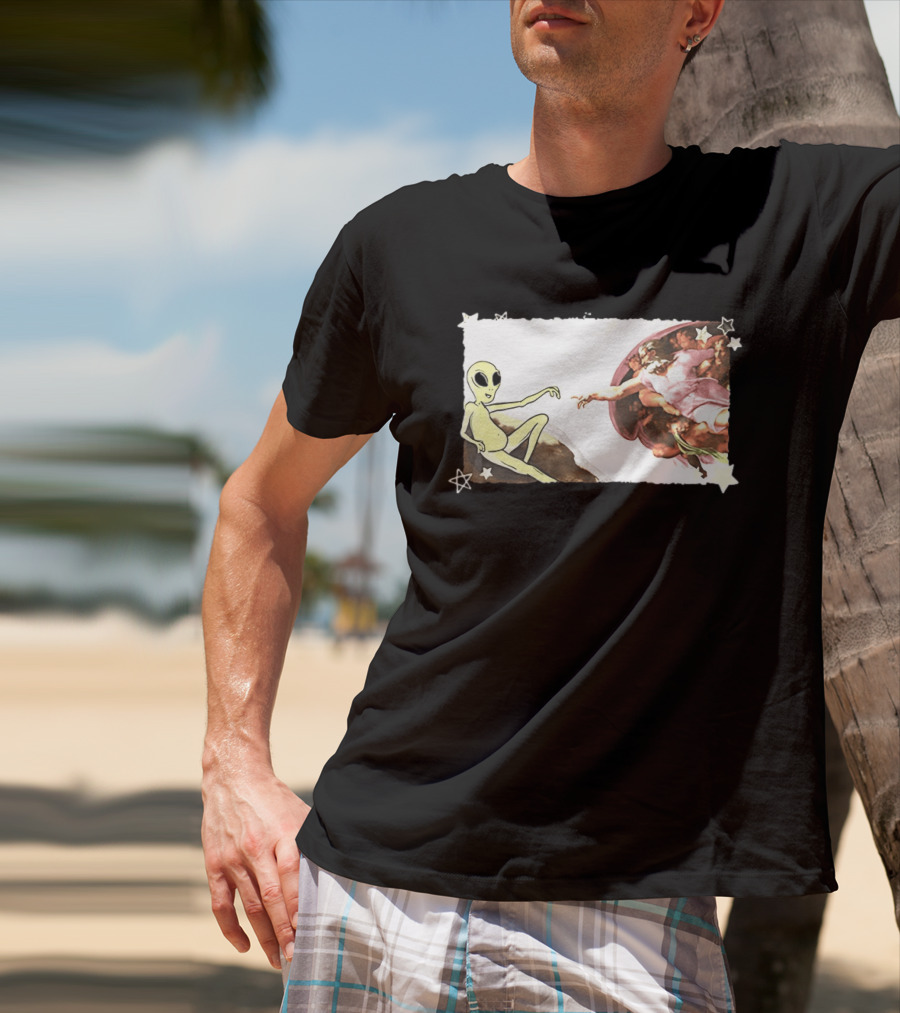 Big And Tall The Creation Of Aliens Extraterrestrial Renaissance Humor T-Shirt