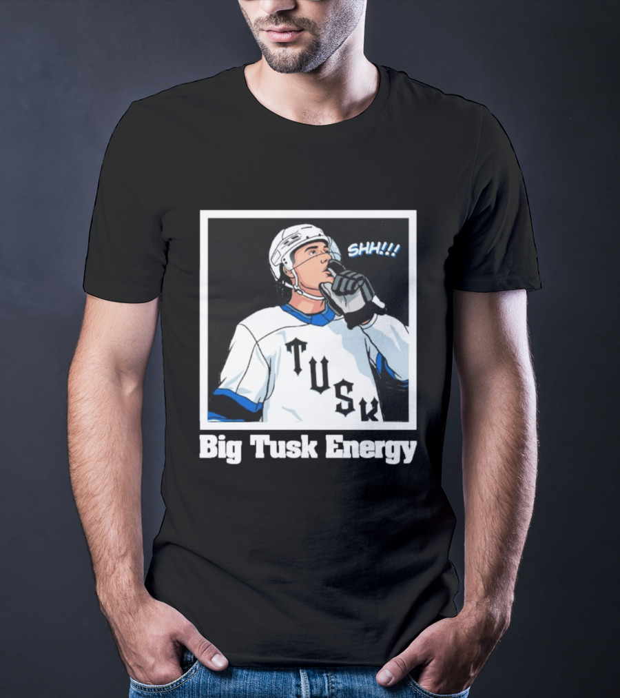 Big Tusk Energy Hockey Shhh Tusk Player White Uniform T-Shirt