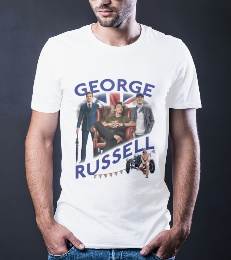 George Russell Formula 1 Driver Fashion And Lifestyle Collage T-Shirt