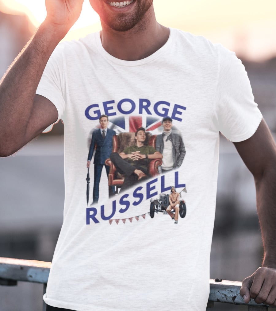 George Russell Formula 1 Driver Fashion And Lifestyle Collage T-Shirt