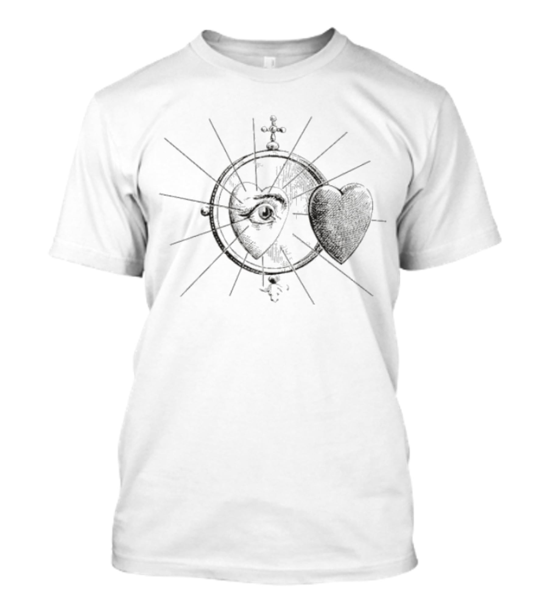 Quarles' Emblems Heart With Eye Radiating Lines T-Shirt