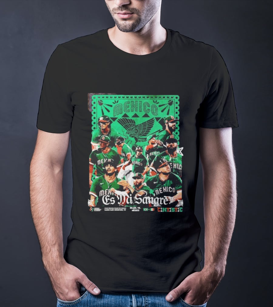 Mexico Es Mi Sangre 2026 World Baseball Classic Brasil Houston Baseball Players T-Shirt
