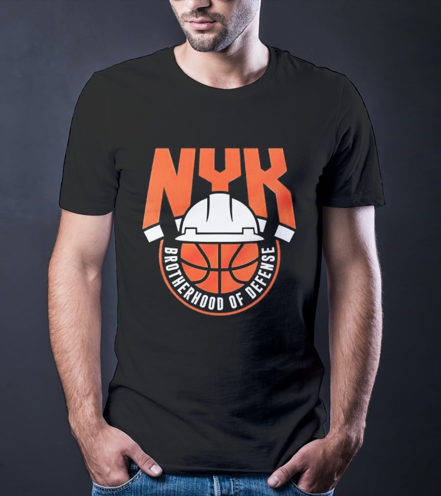 NYK Brotherhood Of Defense Hard Hat Basketball New York Knicks T-Shirt