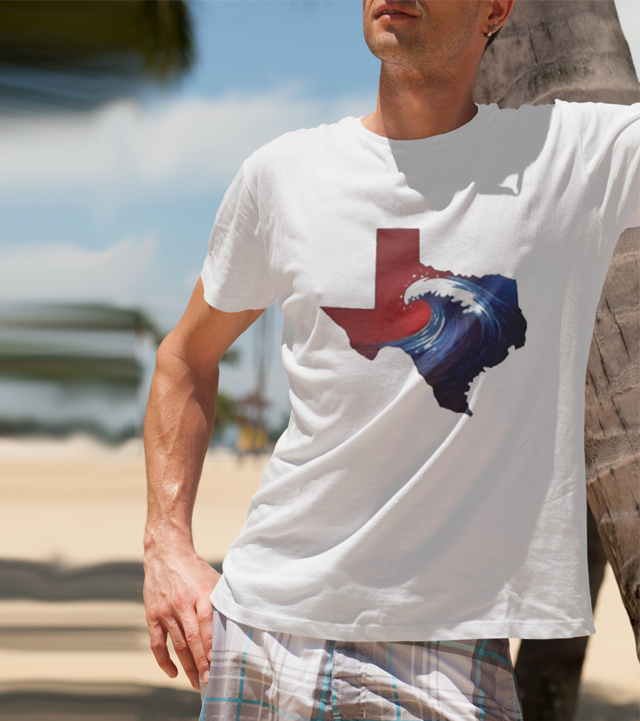 Texas Blue Wave Democrat Red State Map Wave Banner T-Shirt