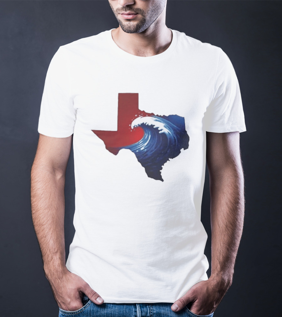 Texas Blue Wave Democrat Red State Map Wave Banner T-Shirt