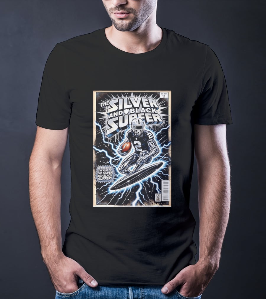 Las Vegas Raiders The Silver And Black Surfer Year Two Comic Edition T-Shirt