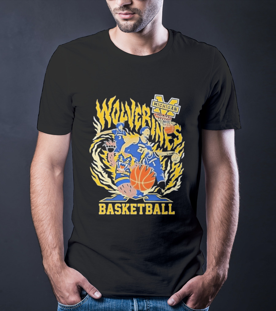Michigan Wolverines NCAA Final Four 2026 Basketball Players Bear T-Shirt