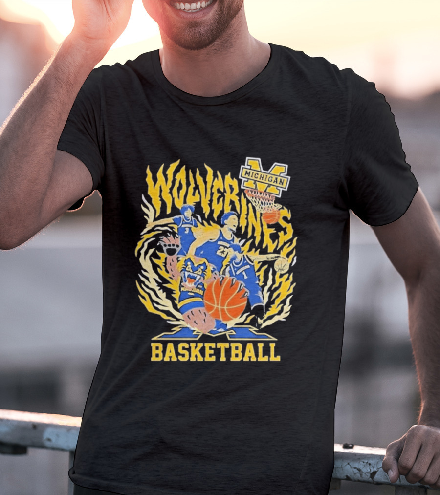 Michigan Wolverines NCAA Final Four 2026 Basketball Players Bear T-Shirt