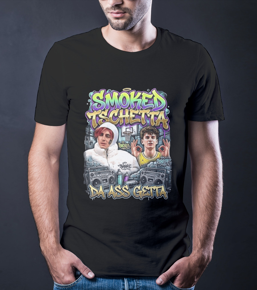 Smoked Tschetta Da Ass Getta Basketball Street Art Boomboxes T-Shirt
