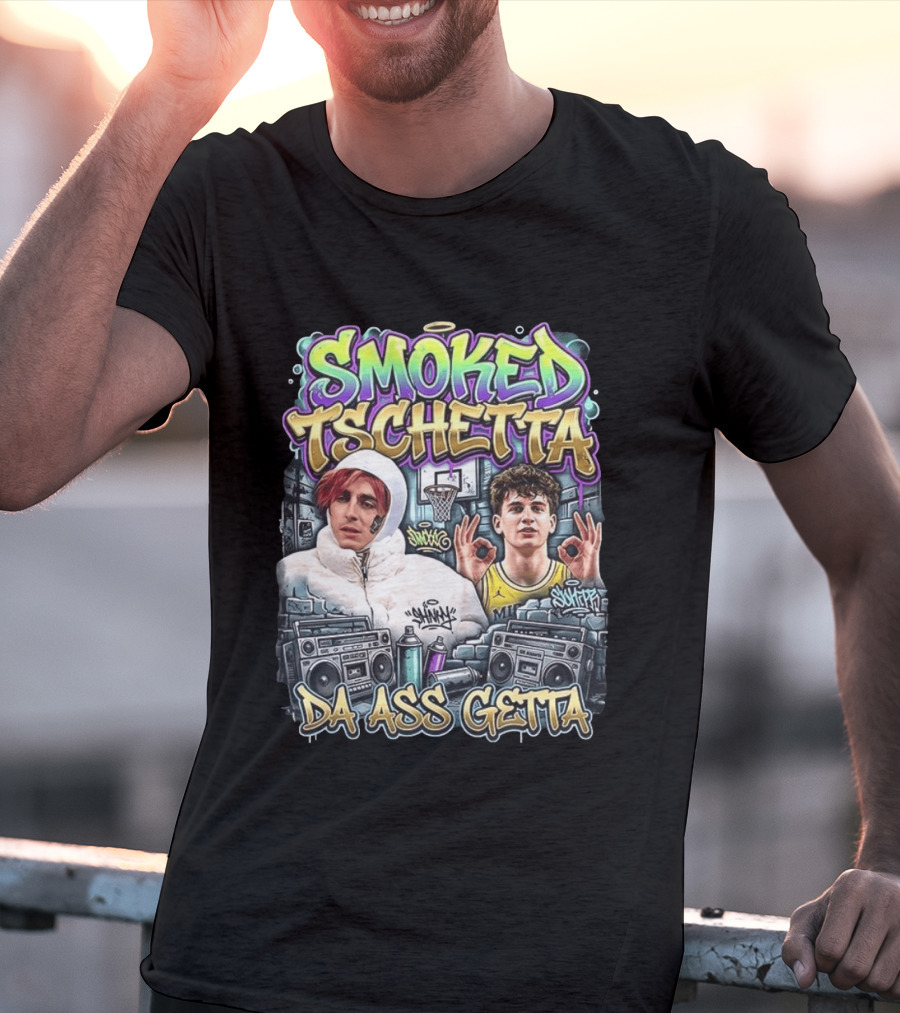 Smoked Tschetta Da Ass Getta Basketball Street Art Boomboxes T-Shirt
