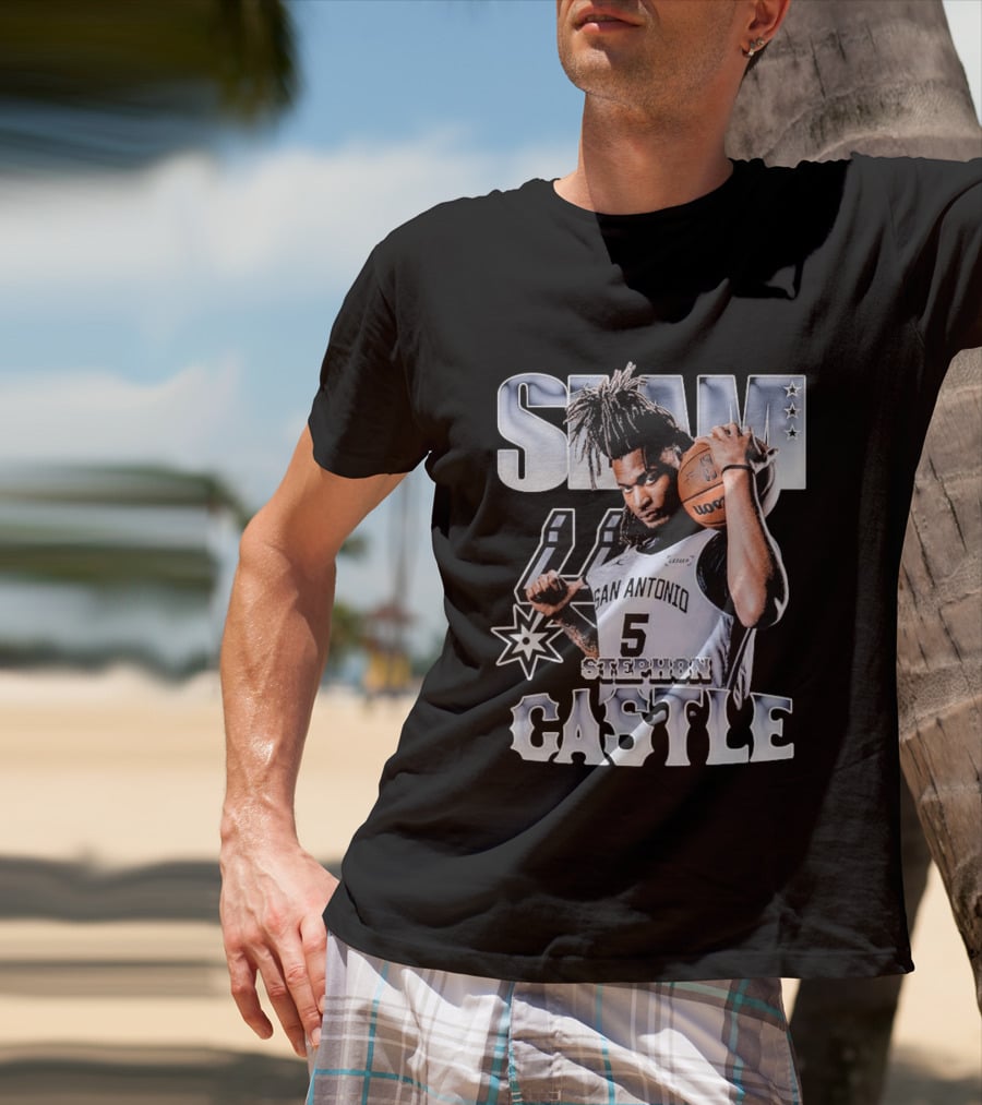 San Antonio Spurs Stephon Castle Slam Basketball T-Shirt