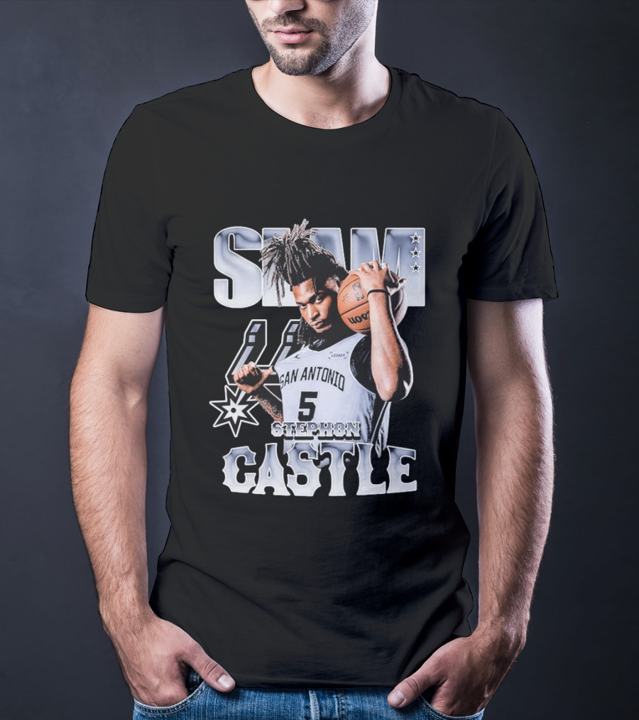 San Antonio Spurs Stephon Castle Slam Basketball T-Shirt