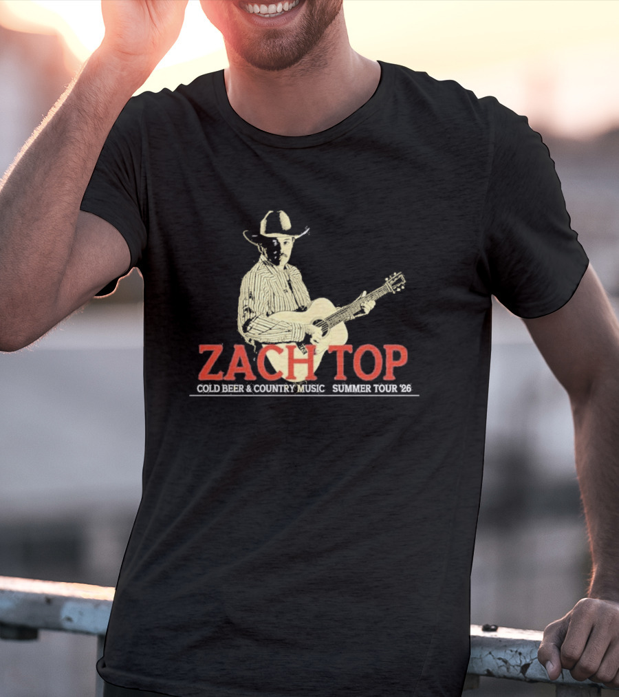 Zach Top Cold Beer Country Music Summer Tour 2026 Cowboy Guitar T-Shirt
