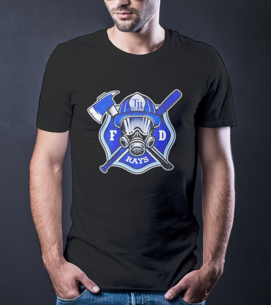 Tampa Bay Rays Firefighter Pride 2026 FD Shield Helmet Axe Bat Gas Mask T-Shirt