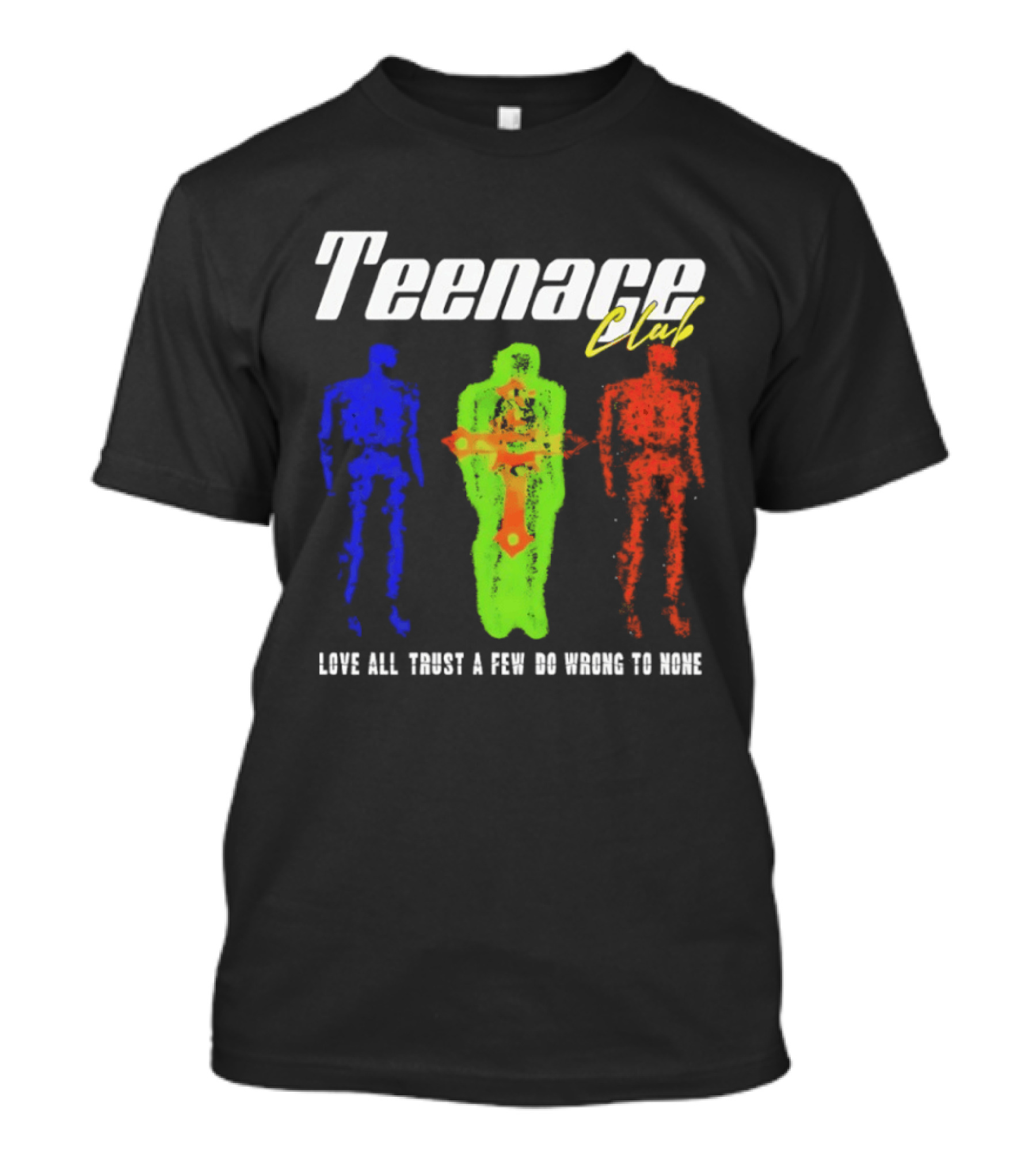 Teenage Club Love All Trust A Few Do Wrong To None Vibrant Neon Figures T-Shirt