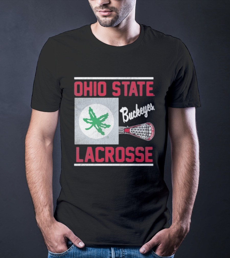 Ohio State Buckeyes Lacrosse Team Stick With Green Leaf T-Shirt