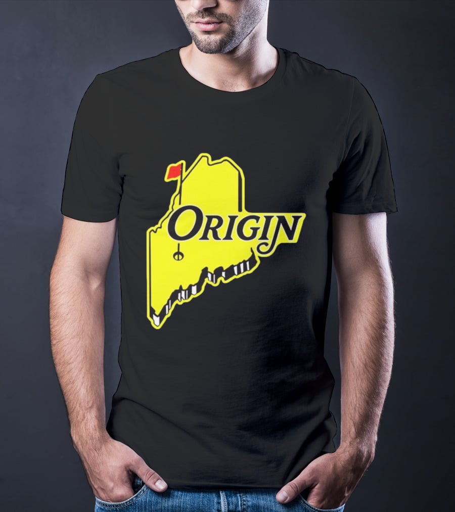 Origin USA Masters Golf Yellow Maine Flag Map T-Shirt
