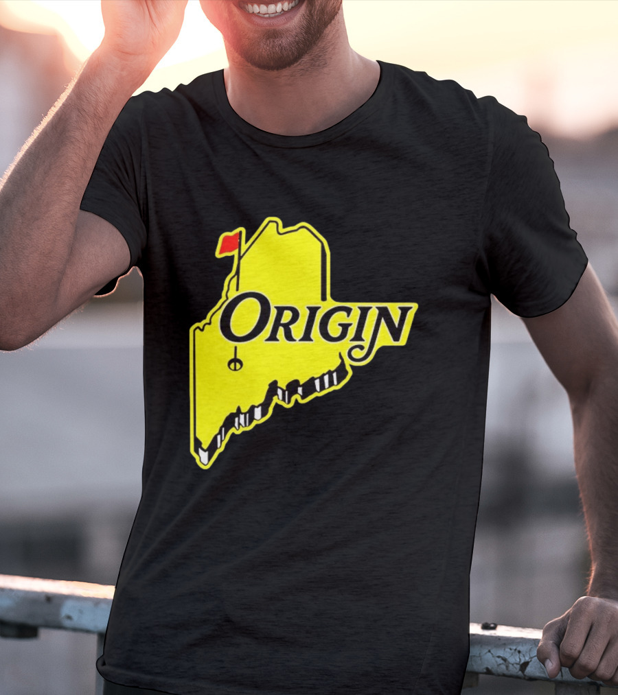 Origin USA Masters Golf Yellow Maine Flag Map T-Shirt