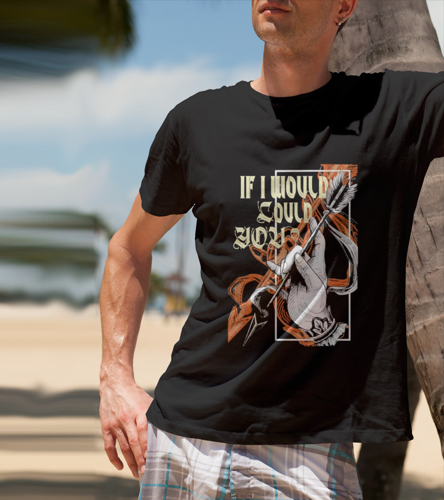 If I Would Could You Retro Hand Drawn Arrow Motif T-Shirt