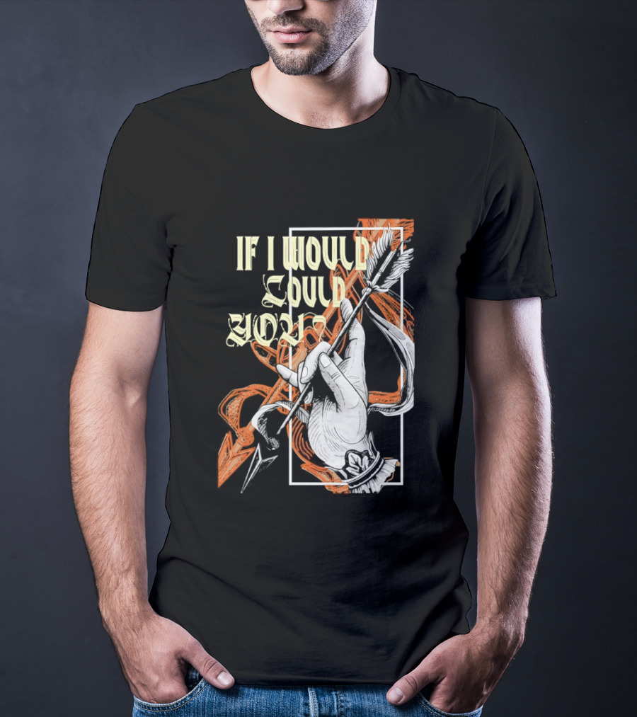 If I Would Could You Retro Hand Drawn Arrow Motif T-Shirt