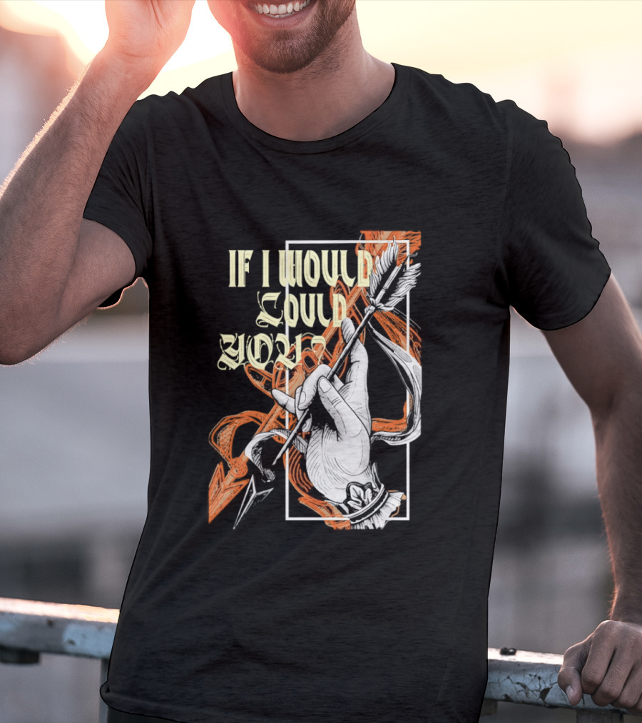 If I Would Could You Retro Hand Drawn Arrow Motif T-Shirt