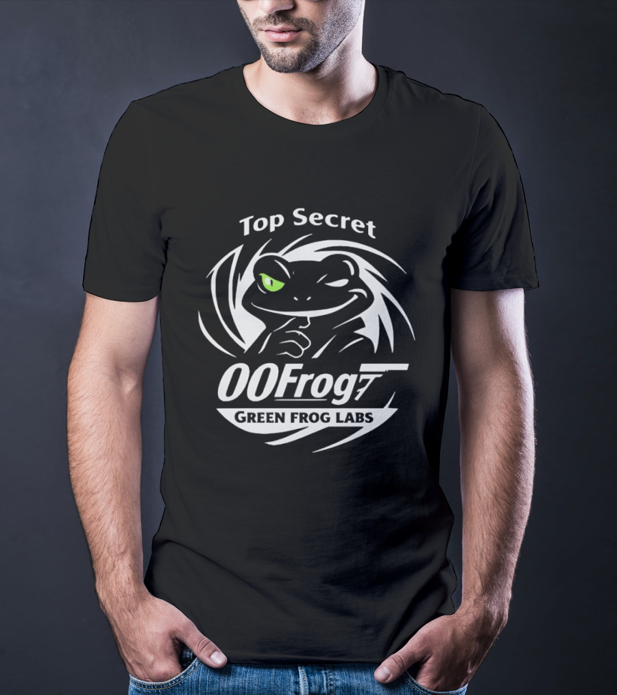 Top Secret 00Frog7 Green Frog Labs Covert Agent Frog T-Shirt