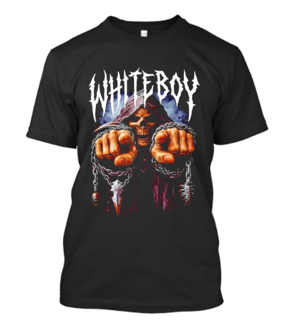 White Boy Grim Reaper Skeleton Chains T-Shirt