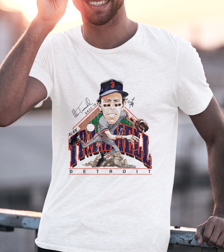 Alan Trammell Detroit Tigers Bruce Stark Collection Signed Caricature T-Shirt