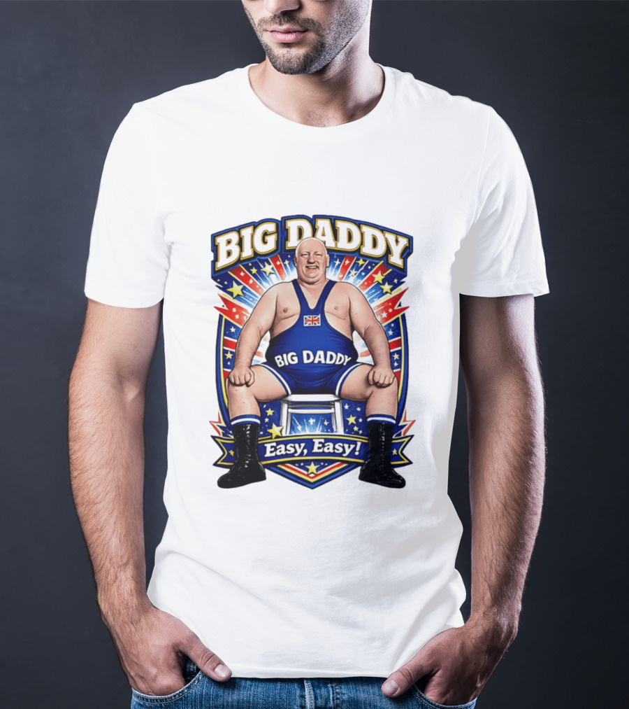 Big Daddy Easy Easy British Wrestler Stars Stripes T-Shirt