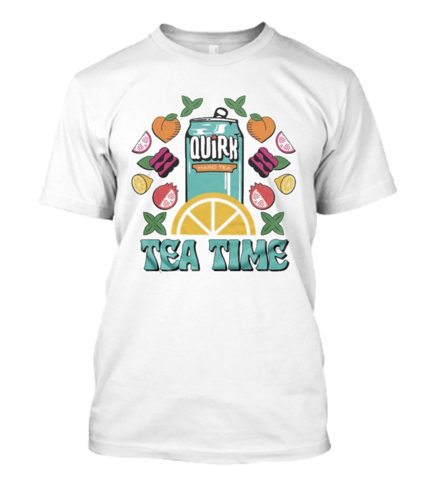 Quirk Tea Time White Teal Ringer Citrus Fruits Can T-Shirt