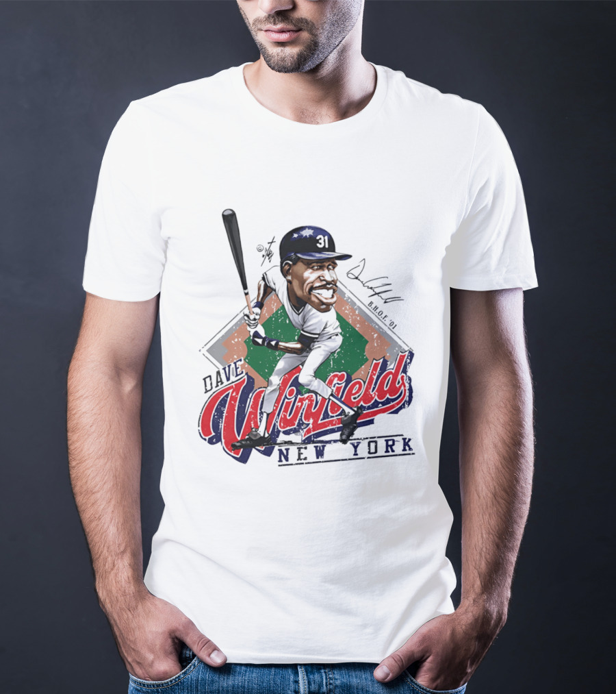 Dave Winfield New York Yankees Bruce Stark Collection Caricature MLB H.O.F. 2001 T-Shirt