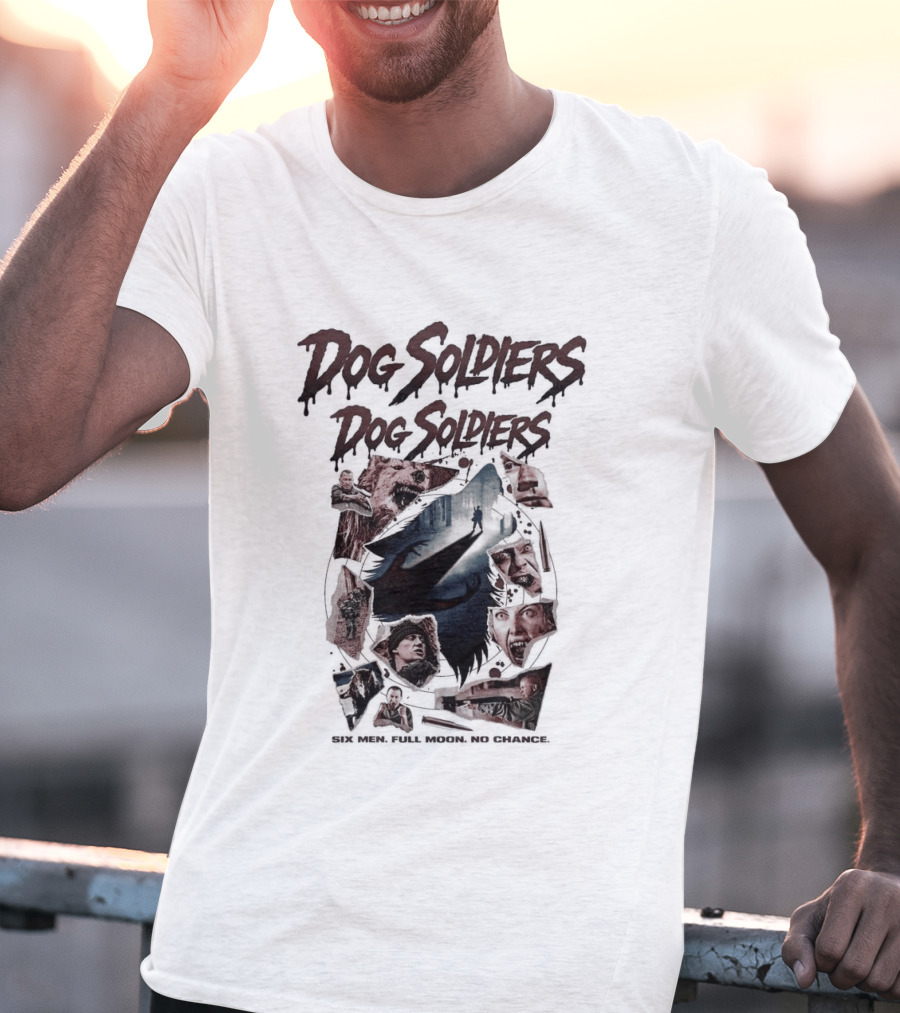 Dog Soldiers Horror Movie Inspired Design With Dramatic Red And Blue T-Shirt