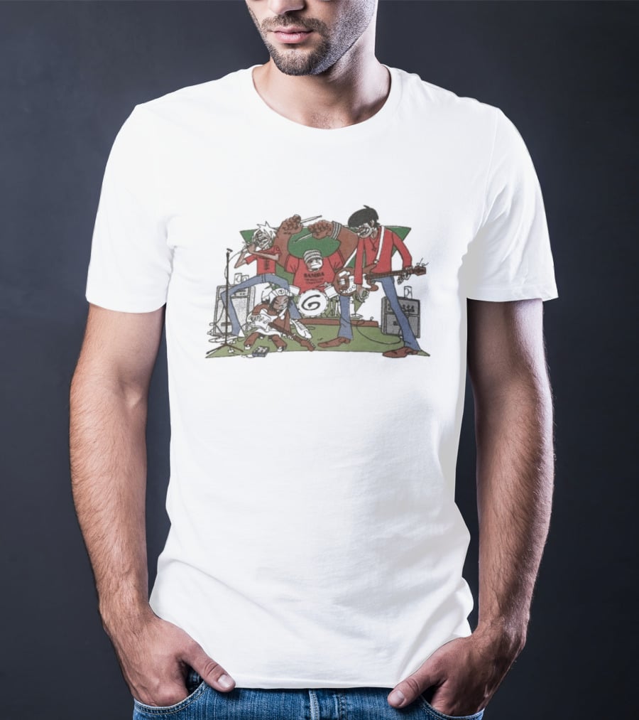 Gorillaz Character Band Illustration With Instruments T-Shirt