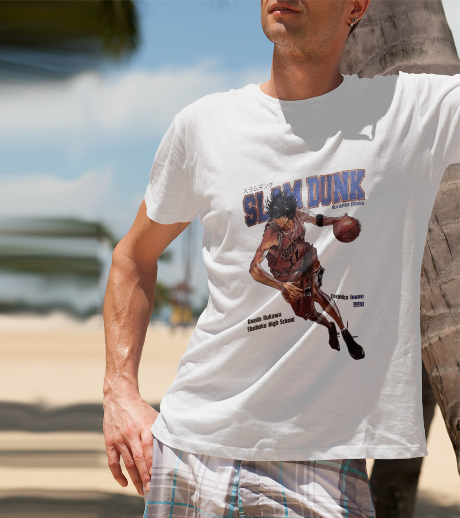 Slam Dunk Kaede Rukawa Shohoku High School Basketball Anime Character Japan T-Shirt