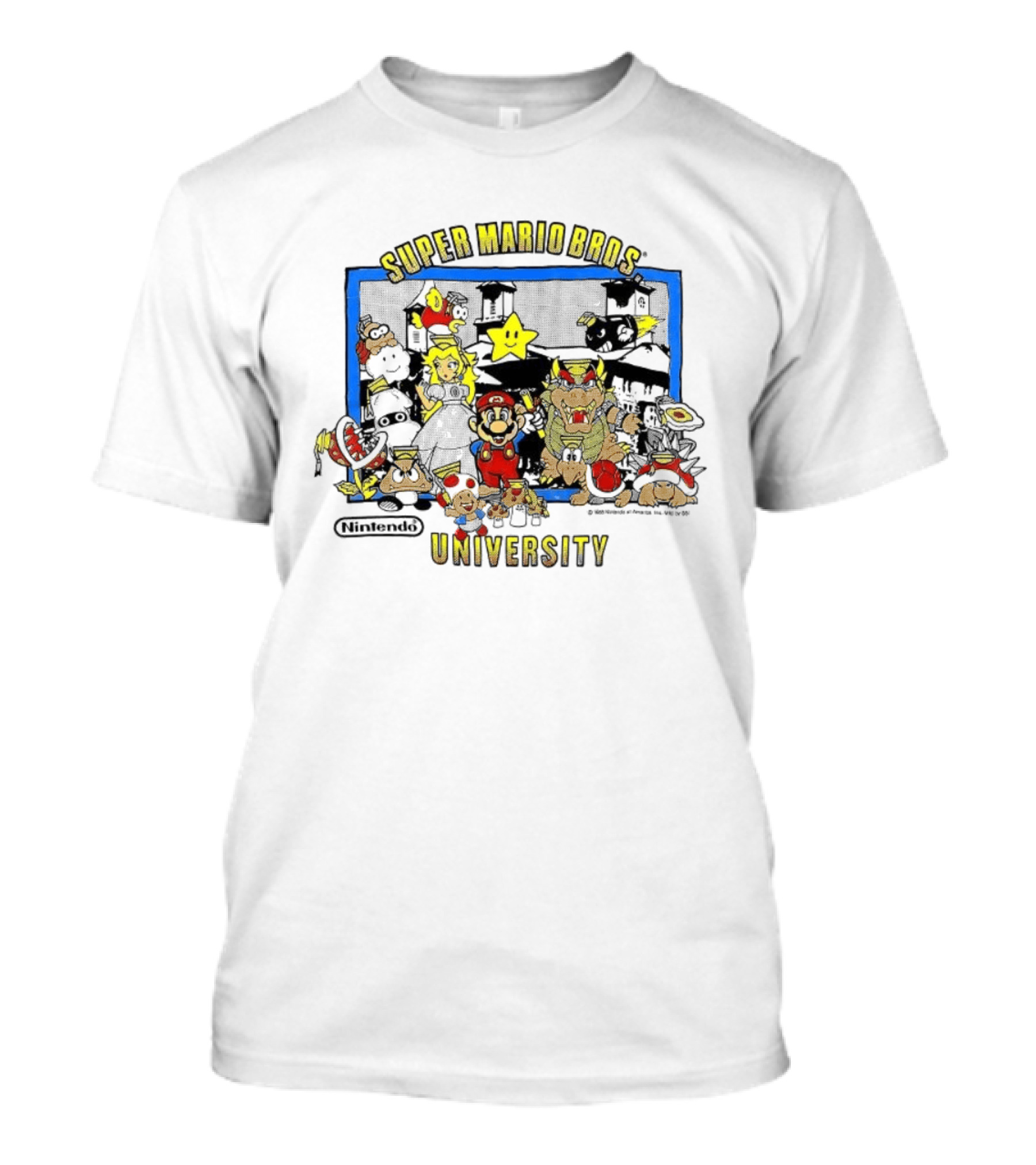 Super Mario Bros University 1988 Nintendo Classic Video Game Characters T-Shirt