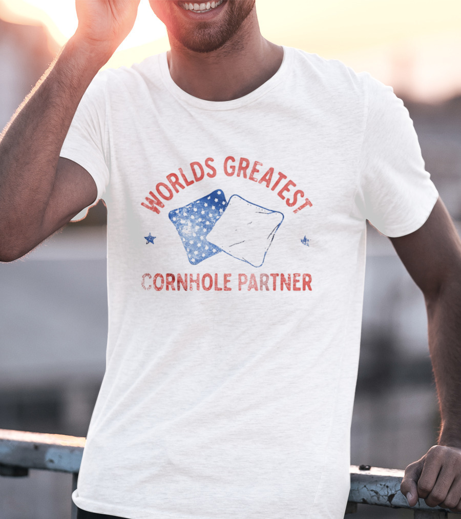 World's Greatest Cornhole Partner Bean Bags And Stars T-Shirt