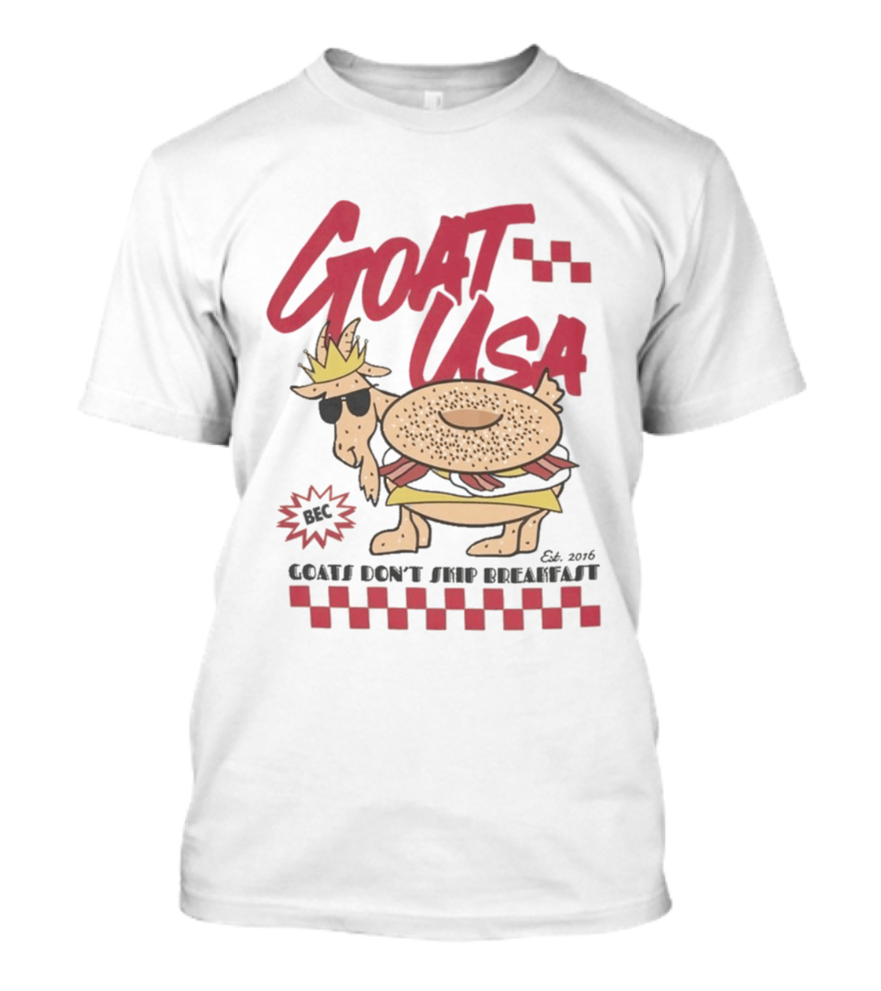 GOAT USA Bagel Goat Goats Don't Skip Breakfast T-Shirt