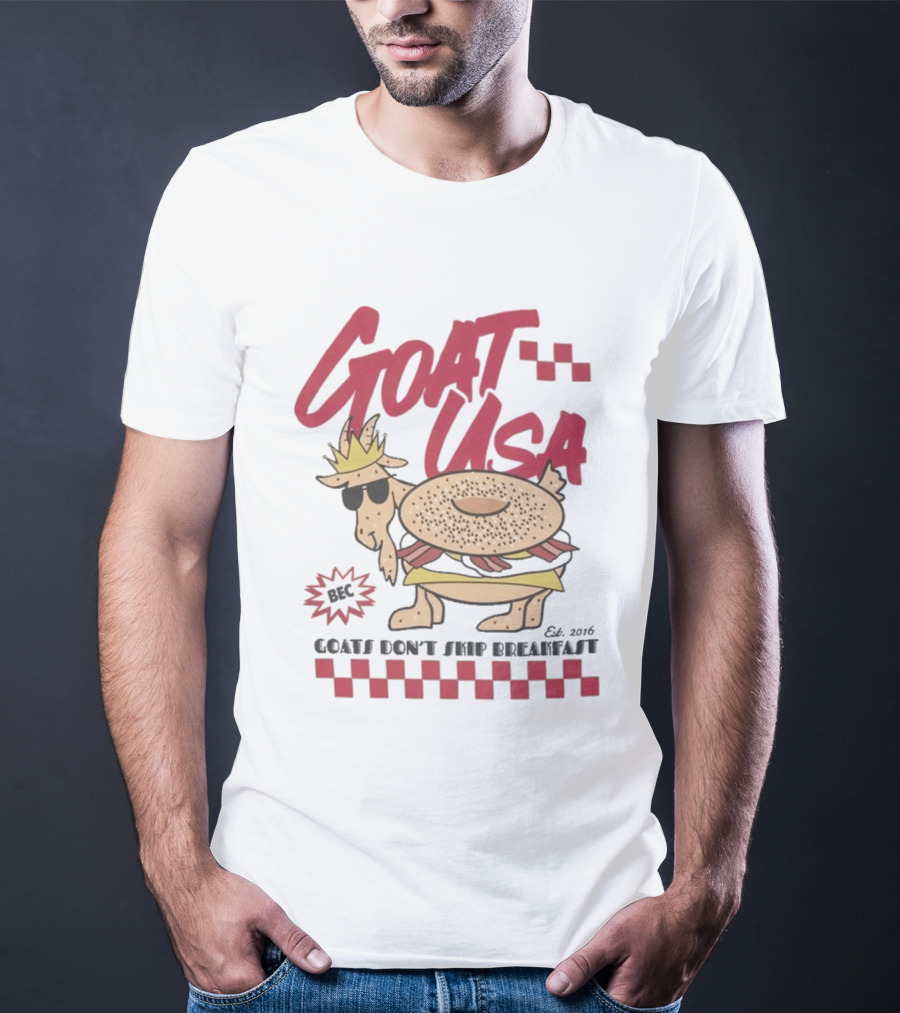 GOAT USA Bagel Goat Goats Don't Skip Breakfast T-Shirt