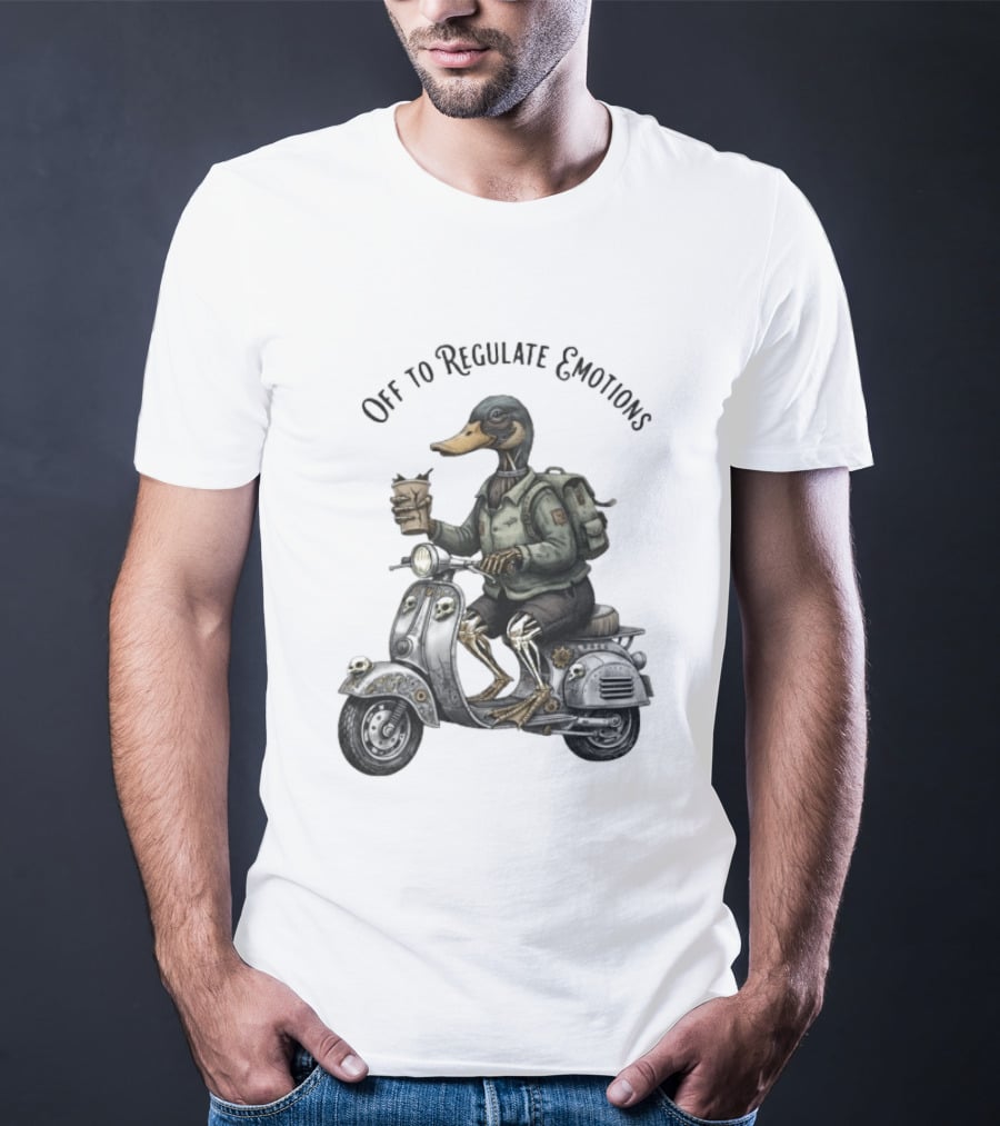 Zombie Duck Riding Scooter Off To Regulate Emotions T-Shirt