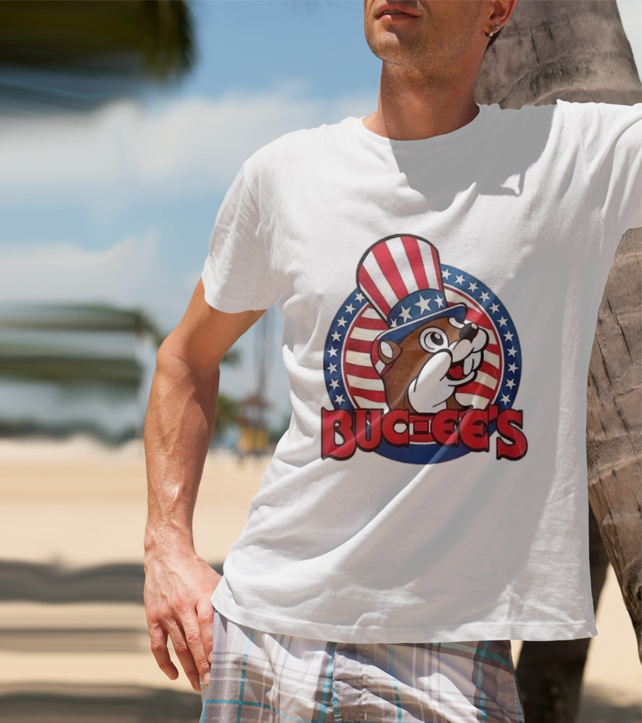Buc Ee's Patriotic Uncle Sam Beaver USA Stars And Stripes 250th Anniversary T-Shirt