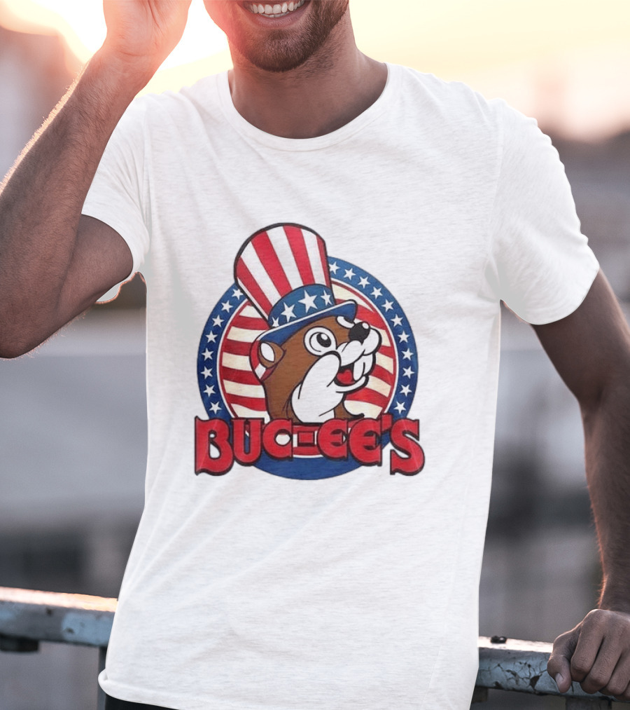 Buc Ee's Patriotic Uncle Sam Beaver USA Stars And Stripes 250th Anniversary T-Shirt
