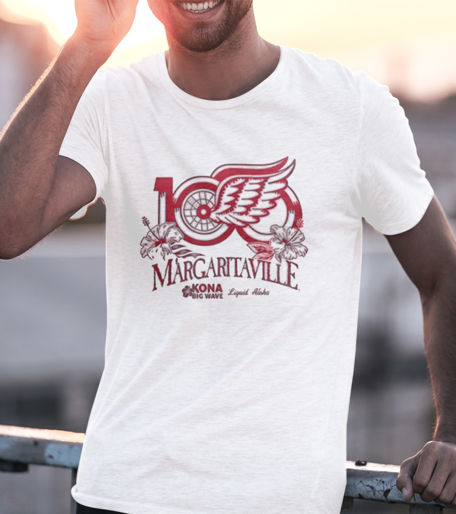 Detroit Red Wings Margaritaville 2026 Corona Hockey Collaboration T-Shirt